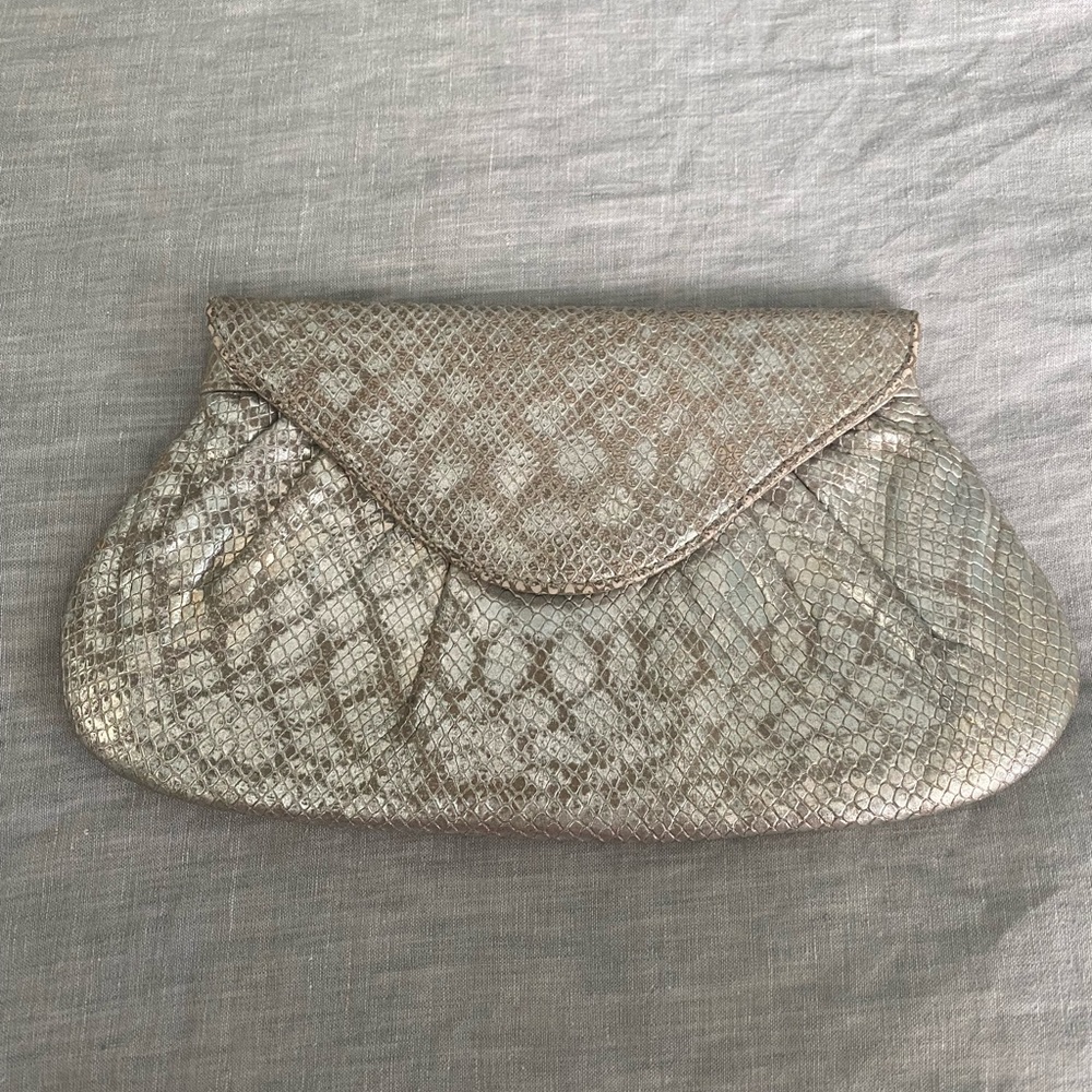 Lauren Merkin Lotte Metallic Snakeskin Clutch